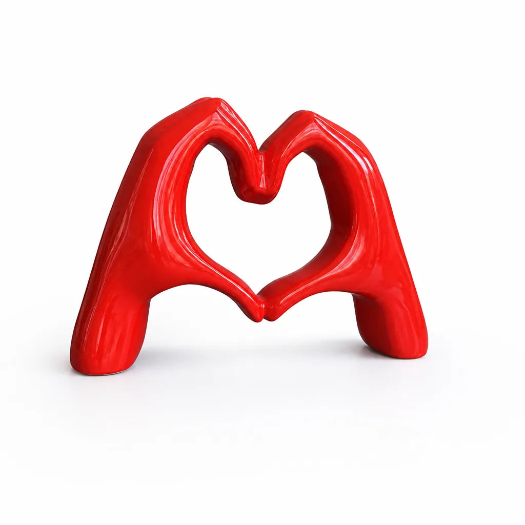 Heart-Shaped Finger Gesture Hand Sculpture for Wall or Desk