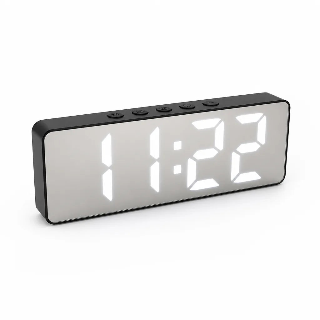 LED Mirror Alarm Clock with Date and Temperature Display