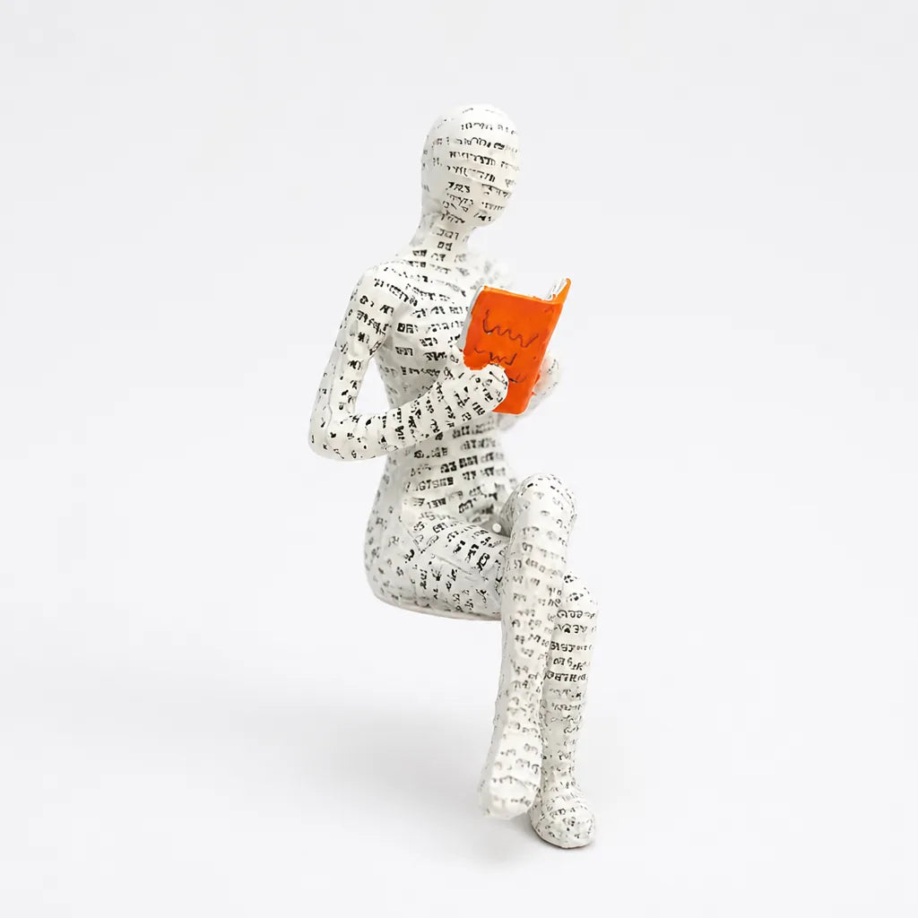 Sculptural Resin Woman Reading Figurine