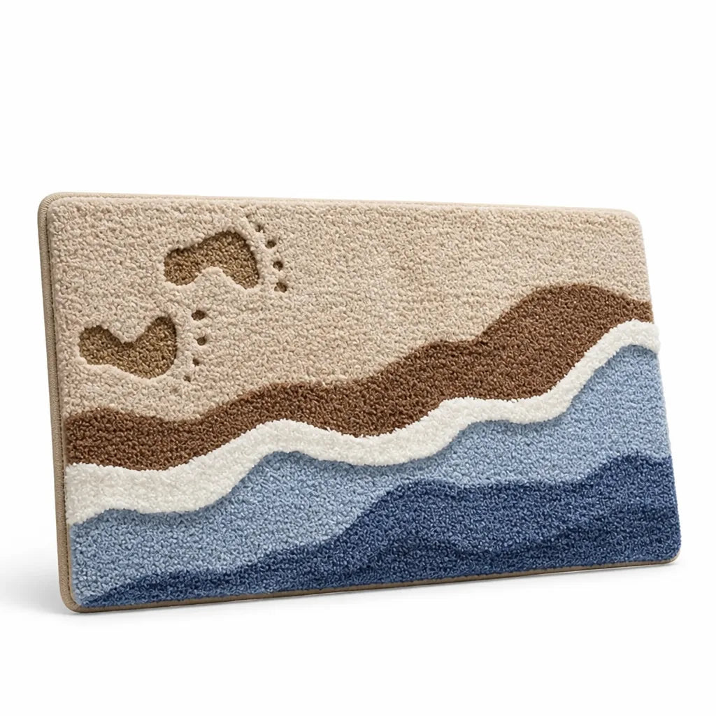 Seaside Footprint Bath Mat with Non-Slip Backing (20 x 31-Inch)