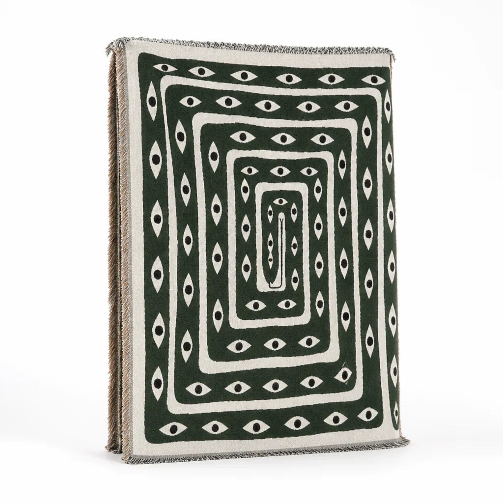 100% Cotton Snake Labyrinth Throw Blanket with Tassel Edges