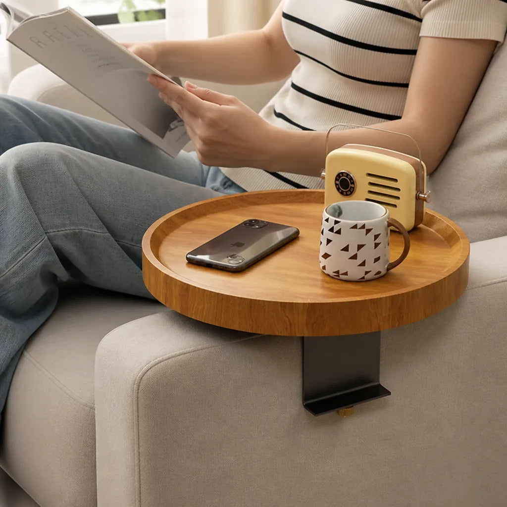 Adjustable Clip-On Sofa Armrest Tray (12-Inch)