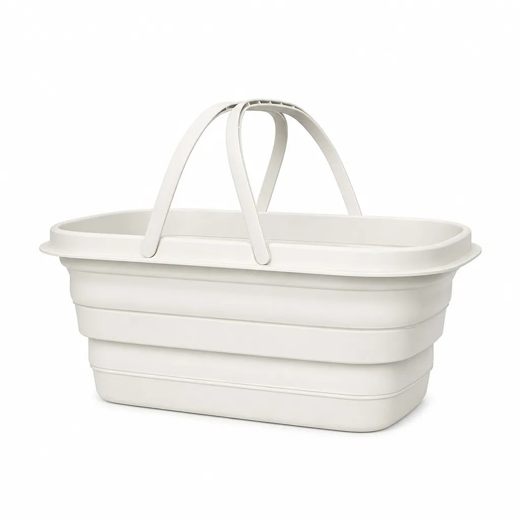 Collapsible Self-Standing Fold-Flat Wash Basin And Drink Cooler Basket