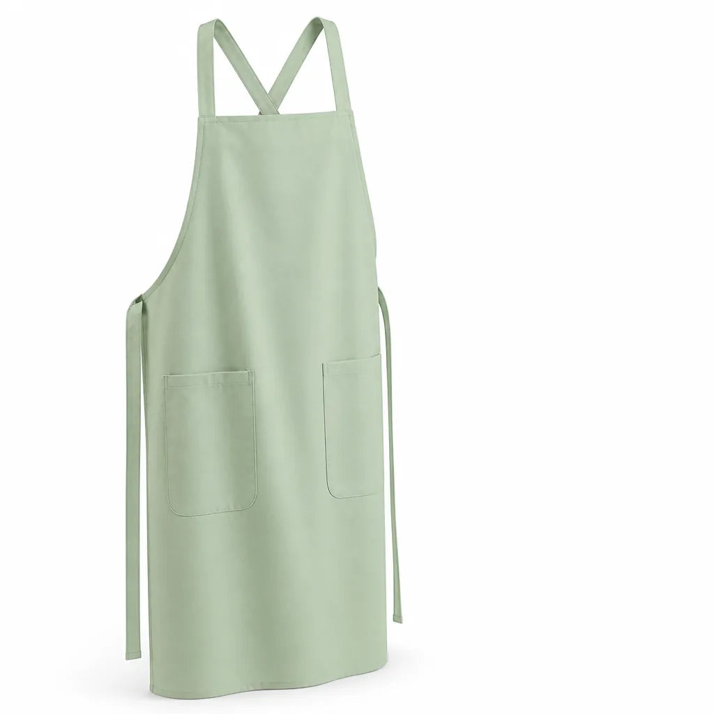 Cross-Back Cotton Kitchen Apron (Two Pockets)