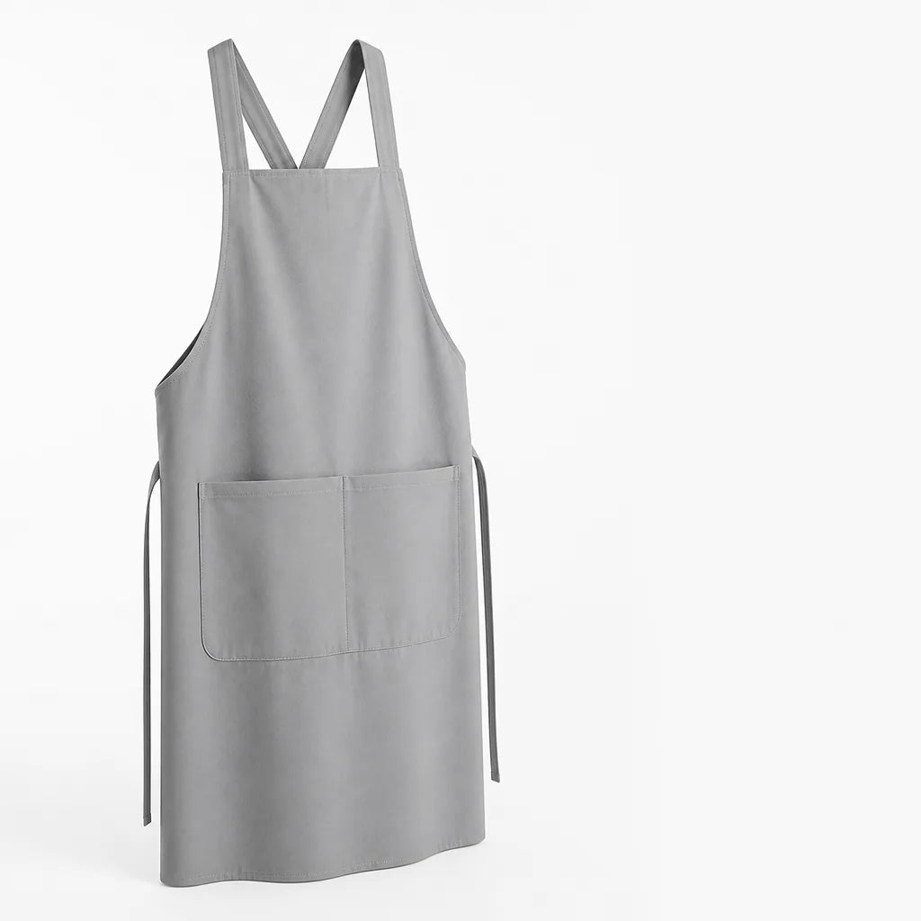 Cross-Back Cotton Kitchen Apron (Two Pockets)