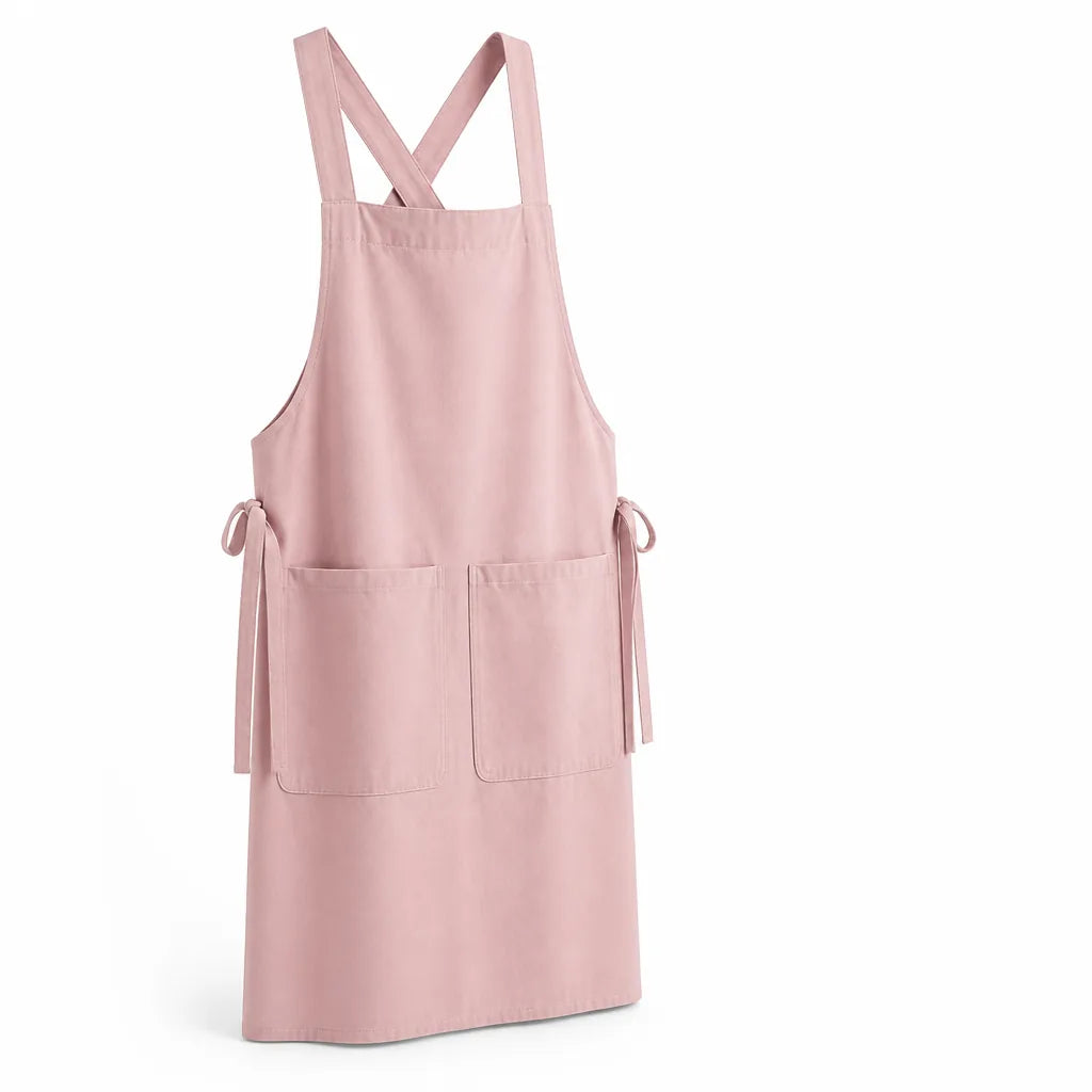 Cross-Back Cotton Kitchen Apron (Two Pockets)
