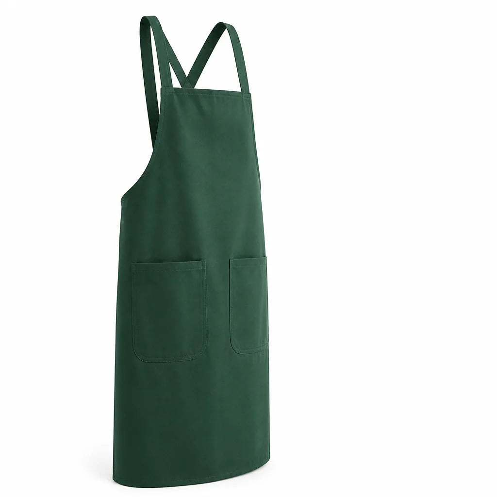 Cross-Back Cotton Kitchen Apron (Two Pockets)