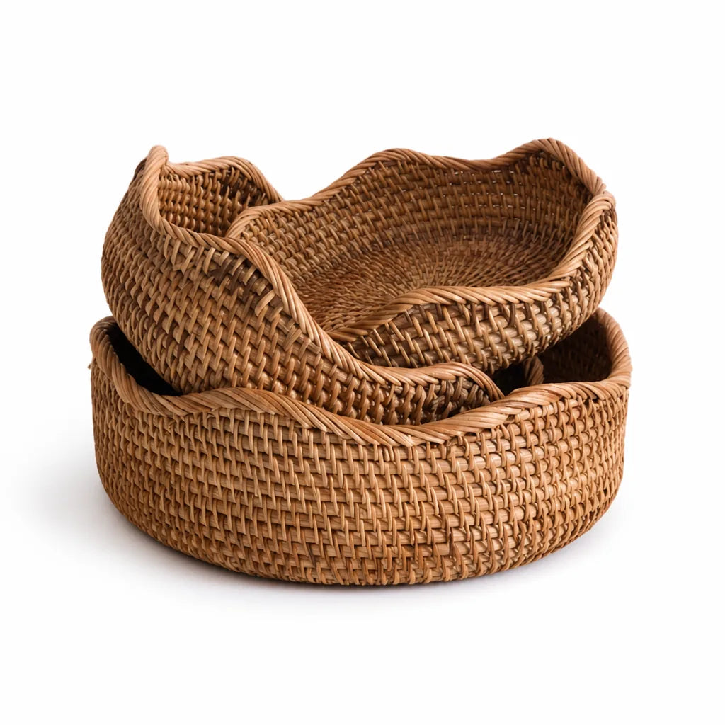 Handwoven Rattan Basket For Kitchen & Dining
