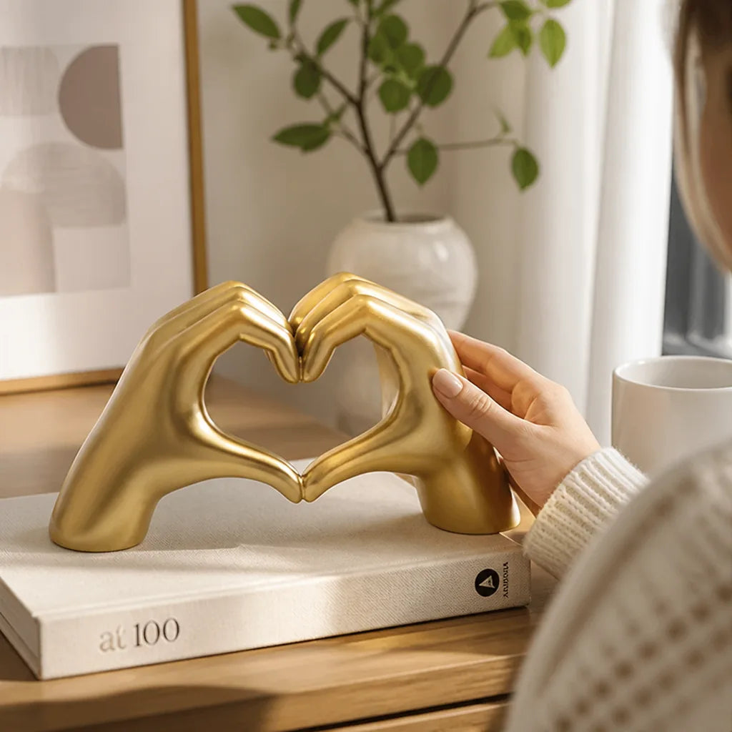 Heart-Shaped Finger Gesture Hand Sculpture for Wall or Desk