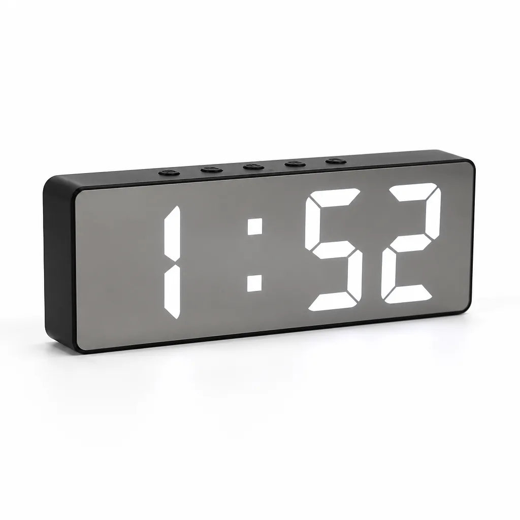 LED Mirror Alarm Clock with Date and Temperature Display