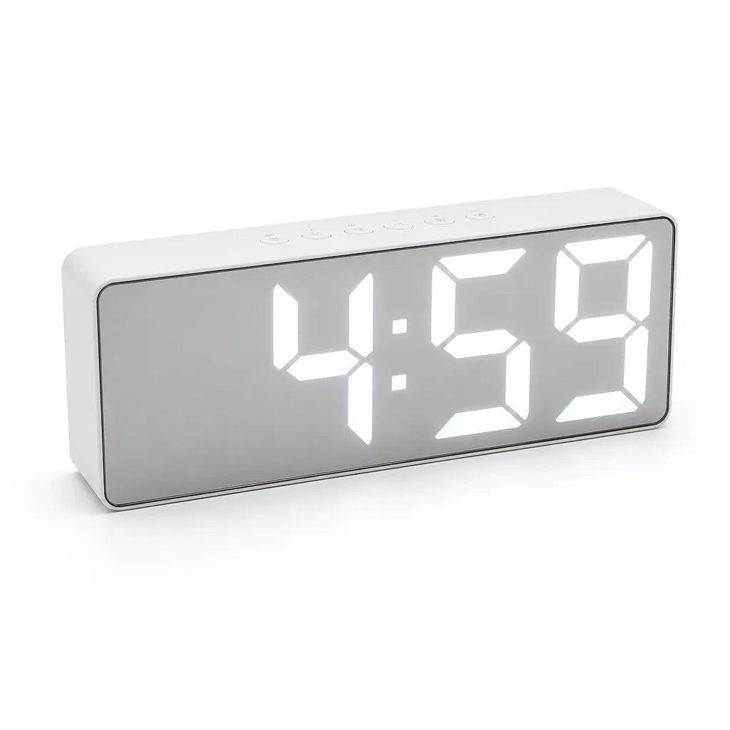 LED Mirror Alarm Clock with Date and Temperature Display