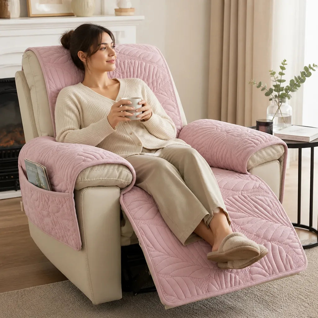 Leaf Pattern Recliner Cover With Anti-Slip Backing