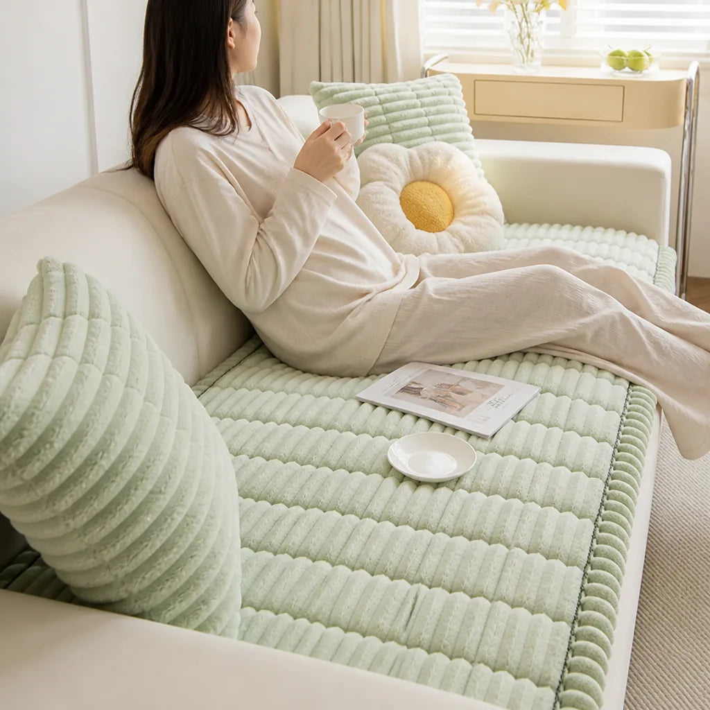 Machine Washable Anti-Slip Sofa Cover With Hand-Pleated Edges