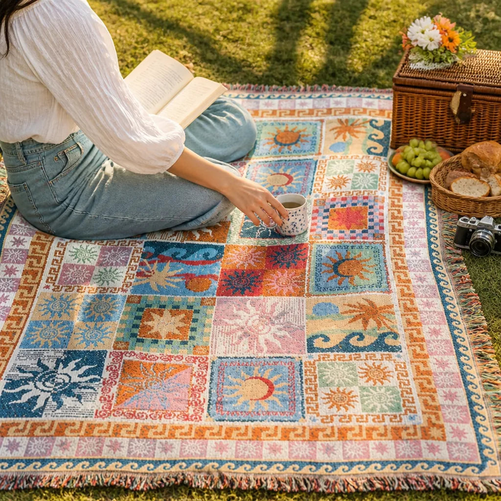 Machine Washable Outdoor Picnic Blanket (Anti-Tear Backing)