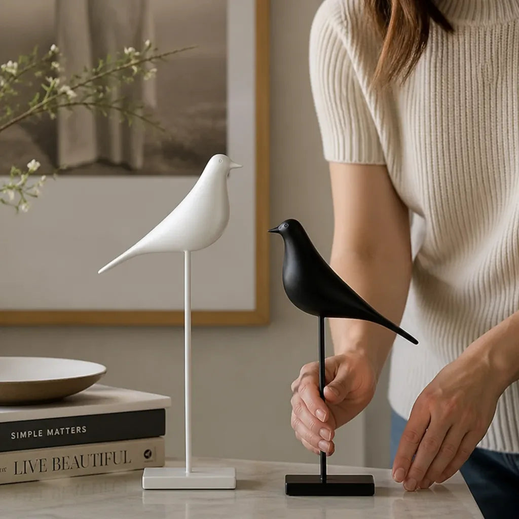 Minimalist Glossy Ceramic Bird Figurine