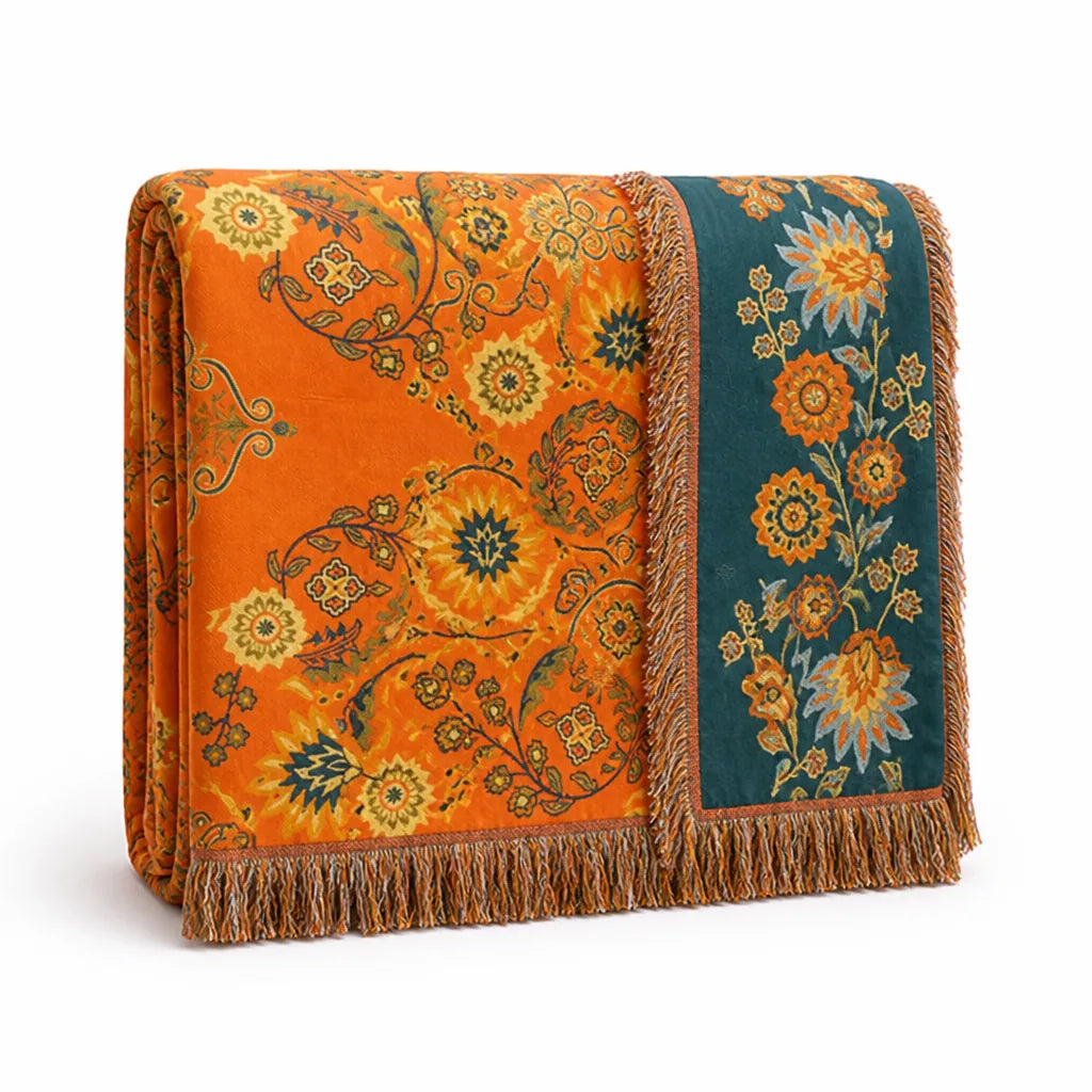 Reversible Floral Cotton Gauze Throw Blanket