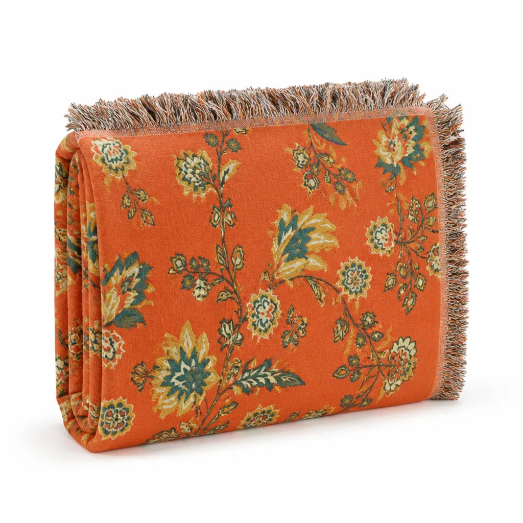 Reversible Floral Cotton Gauze Throw Blanket