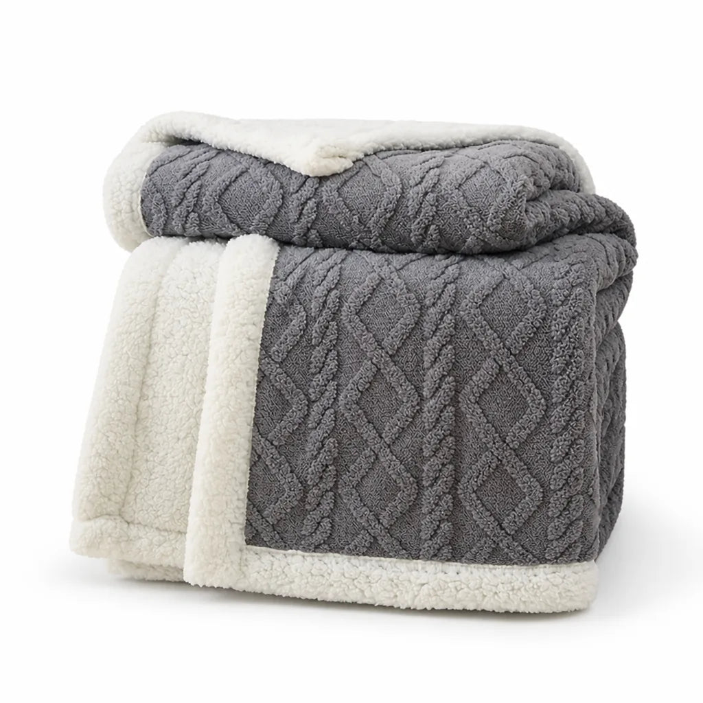 Reversible Tufted Sherpa Throw Blanket (Brushed Fleece)