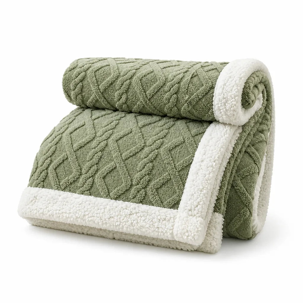 Reversible Tufted Sherpa Throw Blanket (Brushed Fleece)