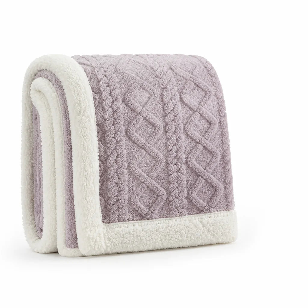 Reversible Tufted Sherpa Throw Blanket (Brushed Fleece)