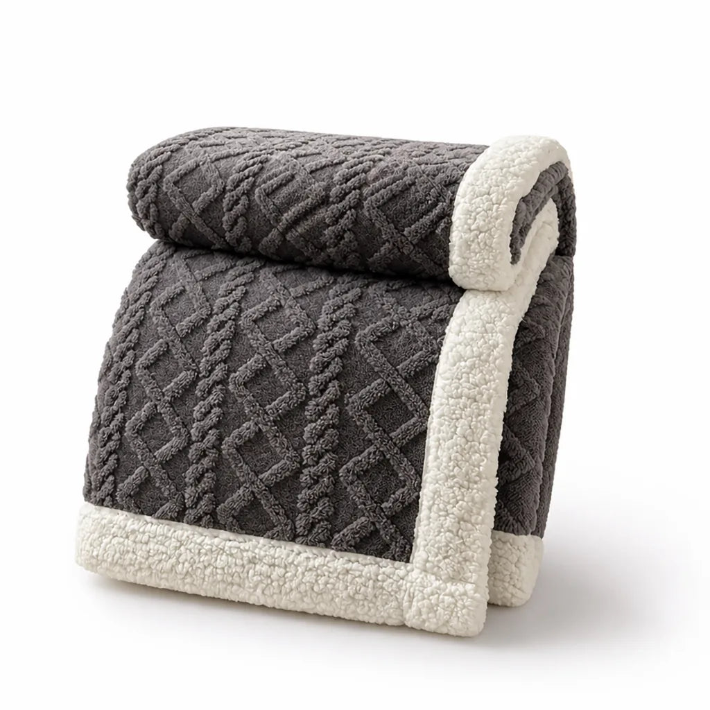 Reversible Tufted Sherpa Throw Blanket (Brushed Fleece)