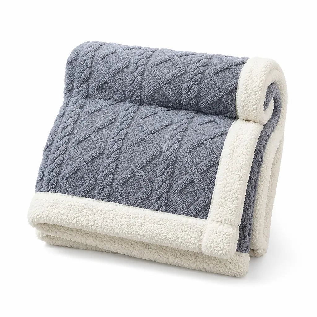 Reversible Tufted Sherpa Throw Blanket (Brushed Fleece)