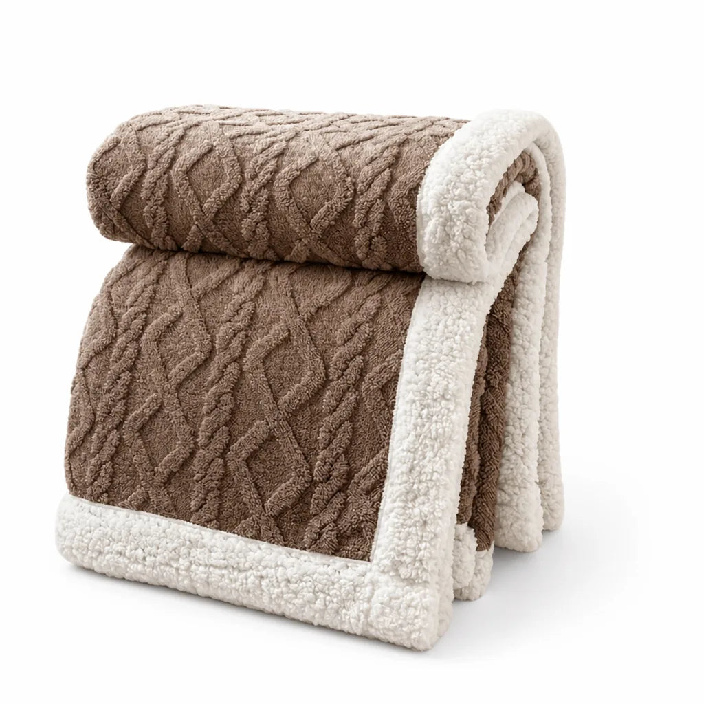Reversible Tufted Sherpa Throw Blanket (Brushed Fleece)