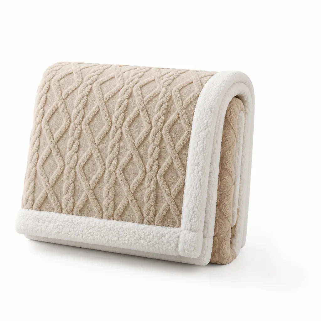 Reversible Tufted Sherpa Throw Blanket (Brushed Fleece)