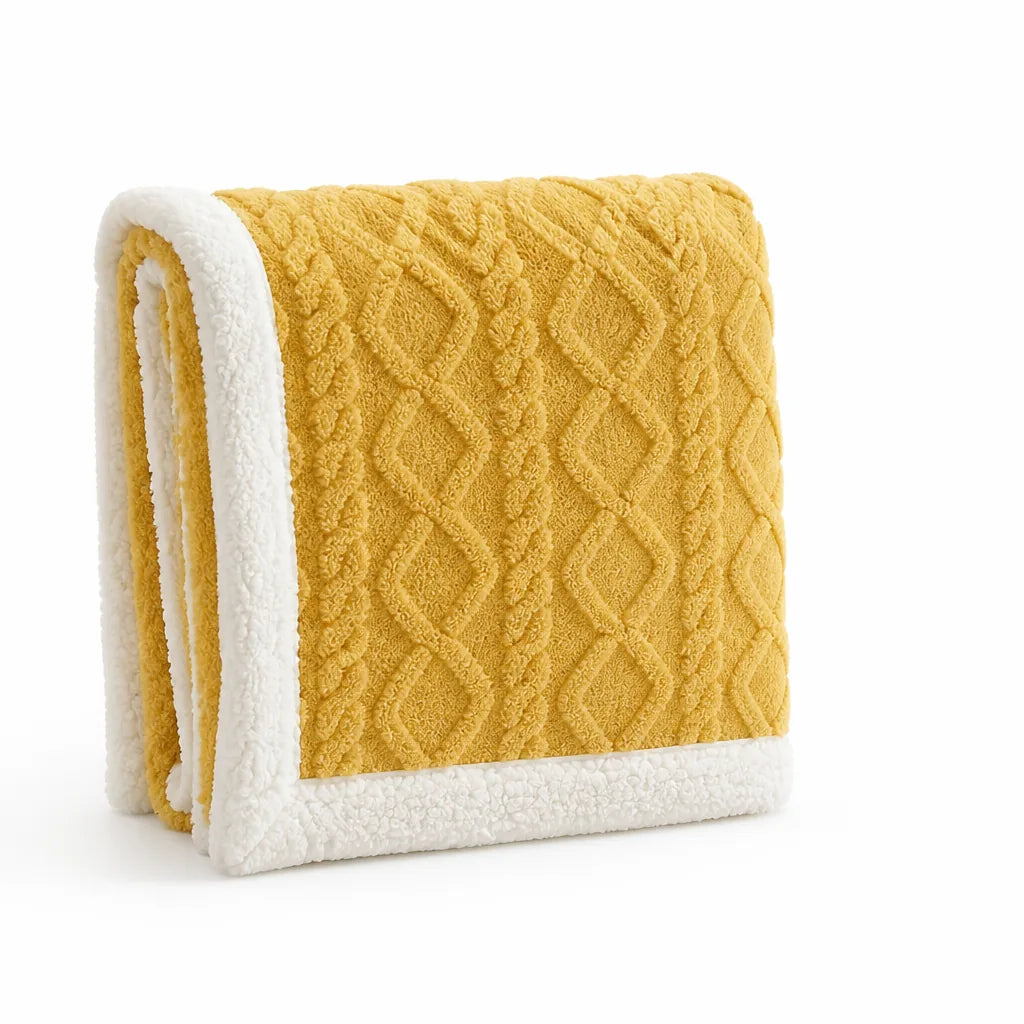 Reversible Tufted Sherpa Throw Blanket (Brushed Fleece)