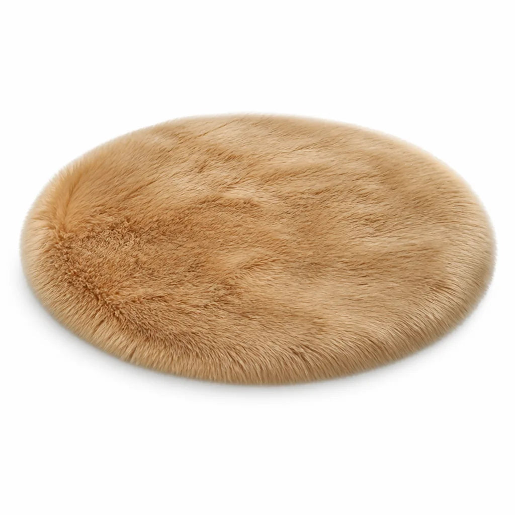 Round High-Density Velvet Plush Rug With Non-Slip Rubber Backing