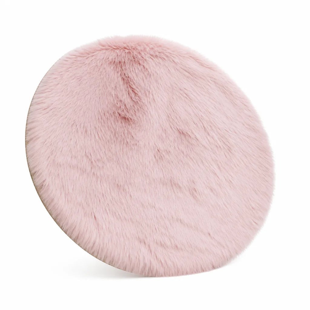 Round High-Density Velvet Plush Rug With Non-Slip Rubber Backing