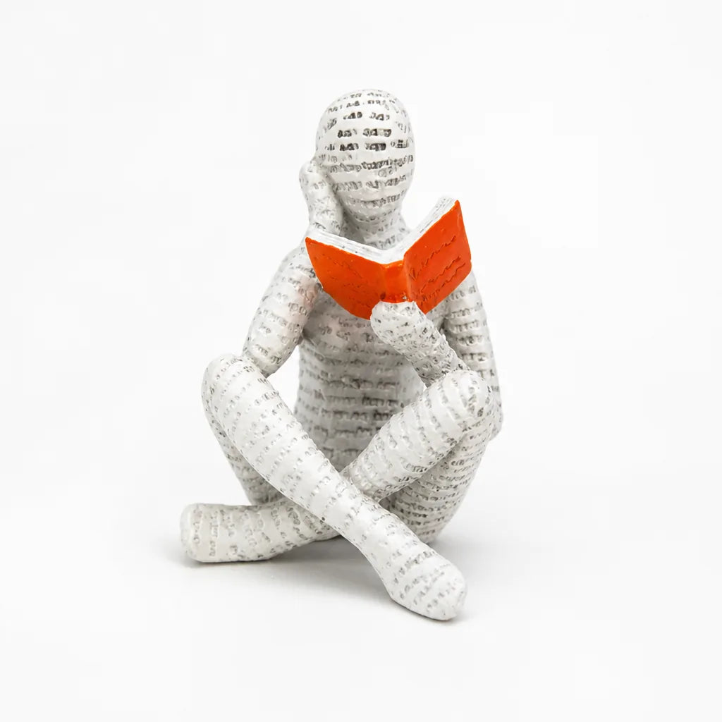 Sculptural Resin Woman Reading Figurine
