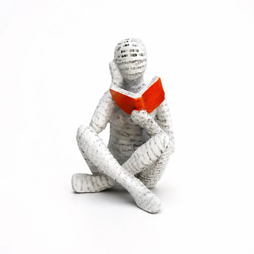 Sculptural Resin Woman Reading Figurine