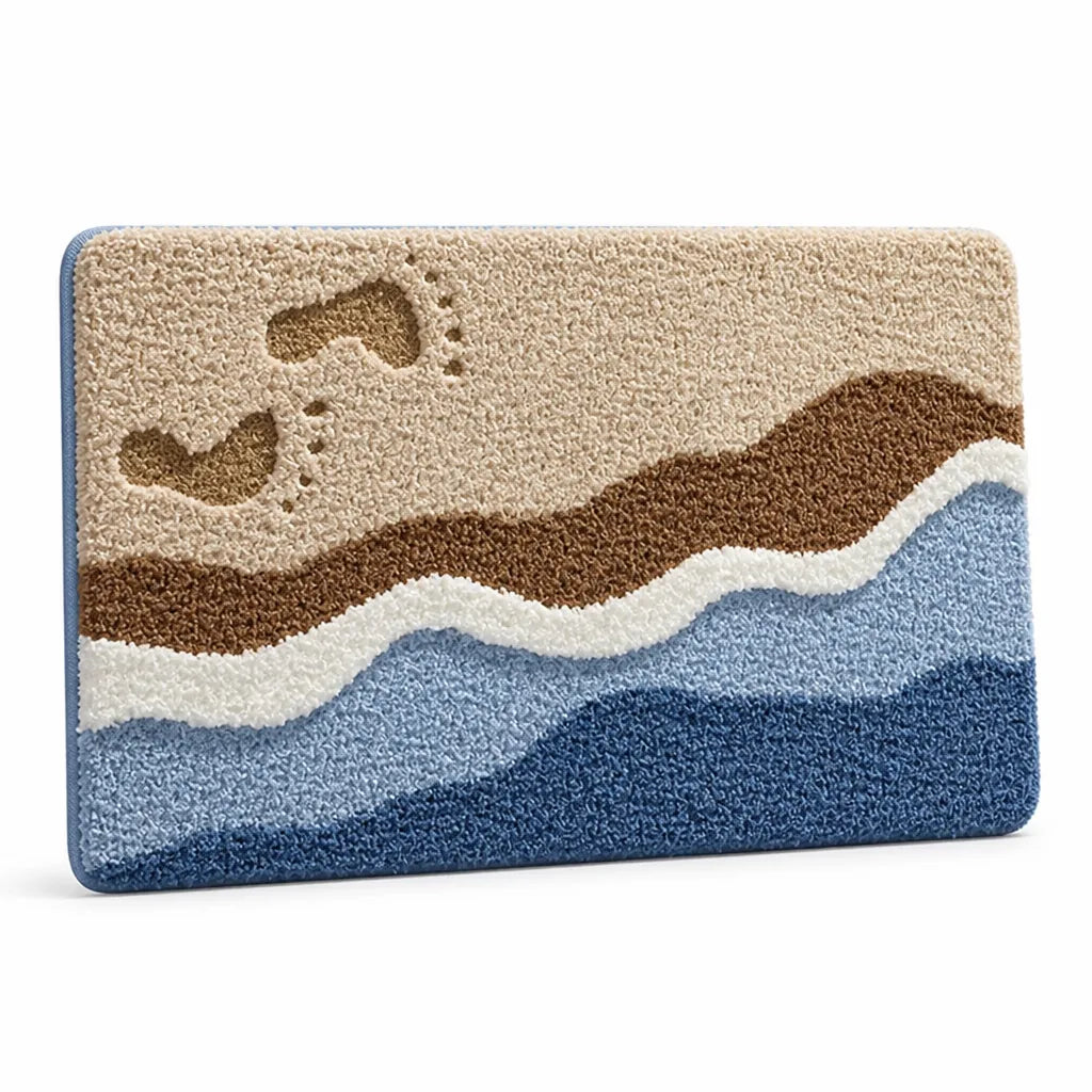 Seaside Footprint Bath Mat with Non-Slip Backing (20 x 31-Inch)