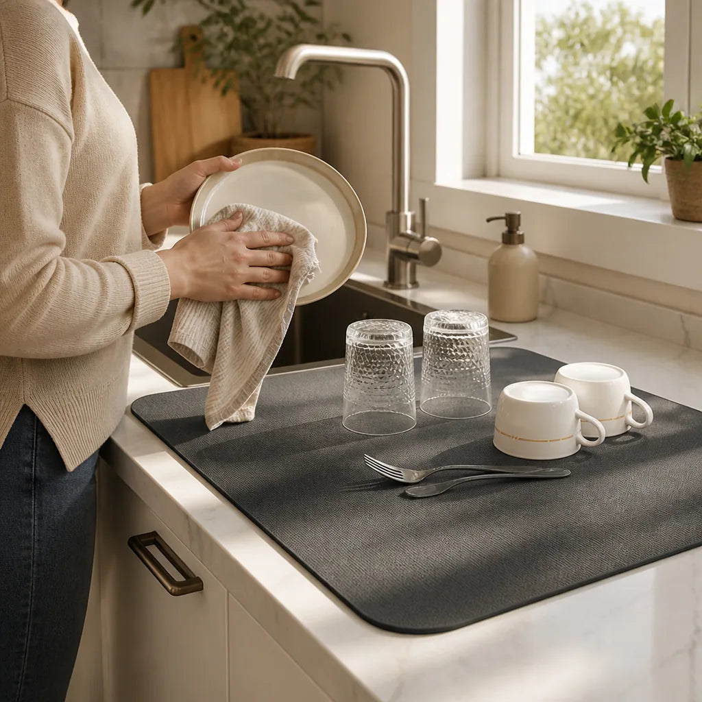Three-Layer Dish Drying Mat (Dries in 10 Minutes)