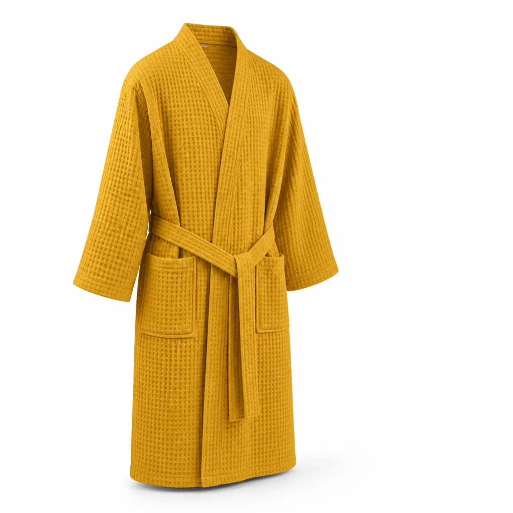Waffle V-Neck Double-Layer Cotton Bathrobe (100% Cotton)