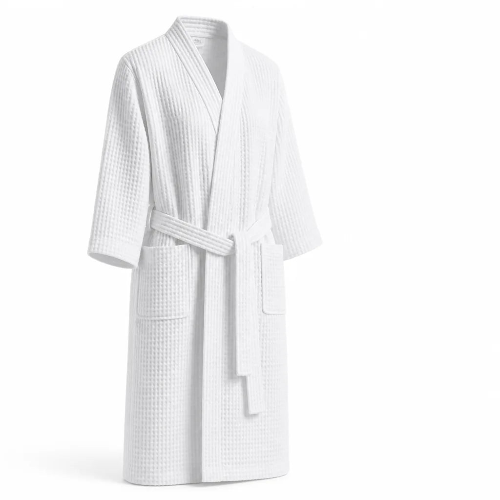 Waffle V-Neck Double-Layer Cotton Bathrobe (100% Cotton)
