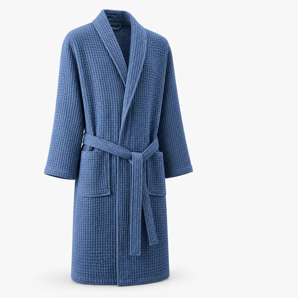 Waffle V-Neck Double-Layer Cotton Bathrobe (100% Cotton)